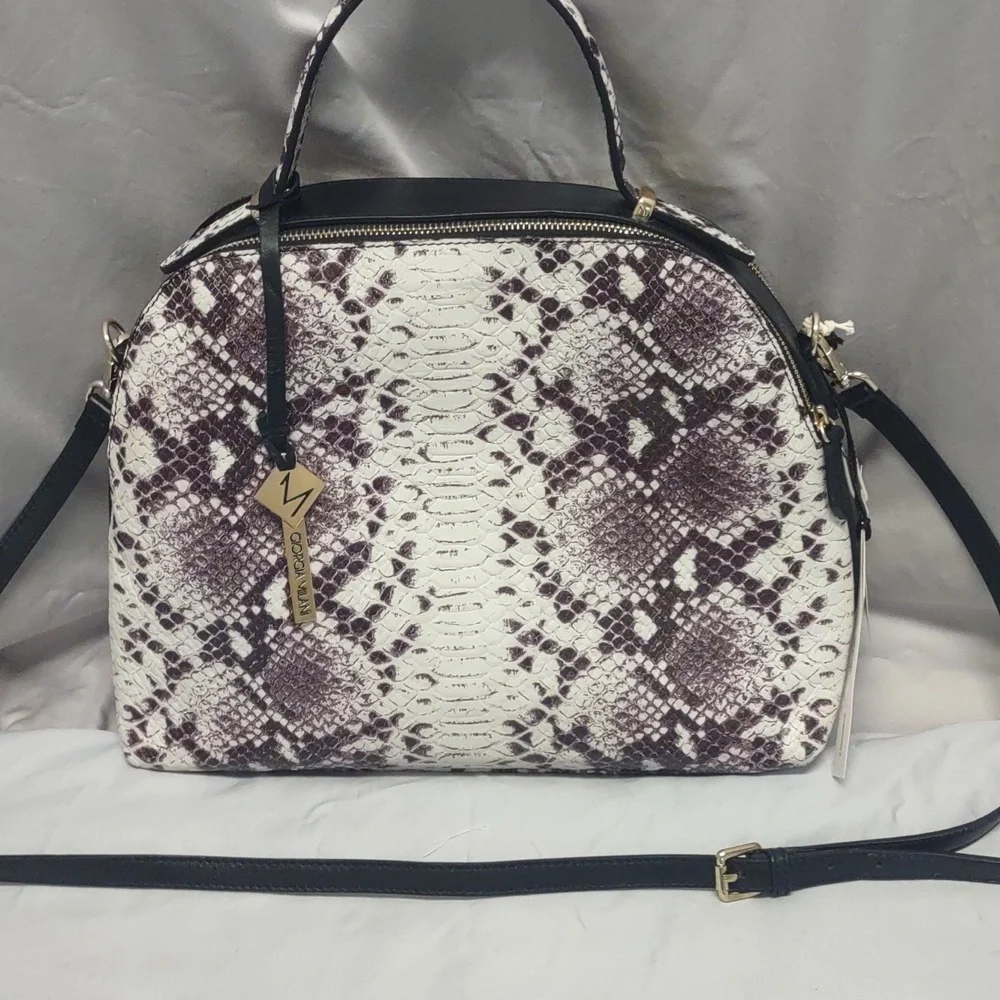 Giorgia Milani Designer Italian Snakeskin Print 100% Genuine Leather Handbag NWT - Picture 12 of 16